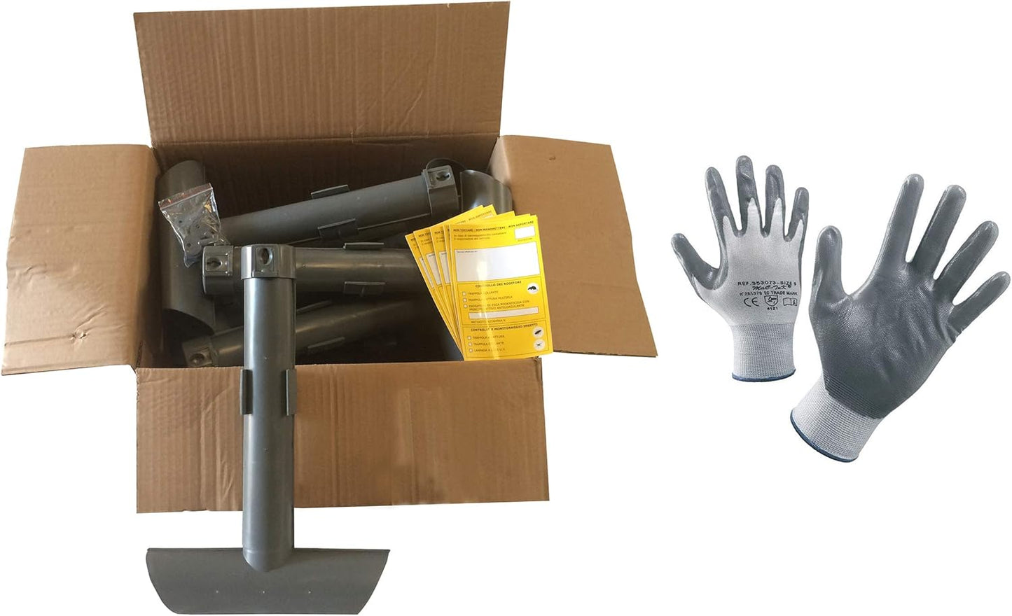 10 Contenitori per Esche Topicide Velenose. Stazione di Sicurezza Ristoramatic a Norma HACCP. Distributore Erogatore Grigio per Ratti e Topi Grandi.