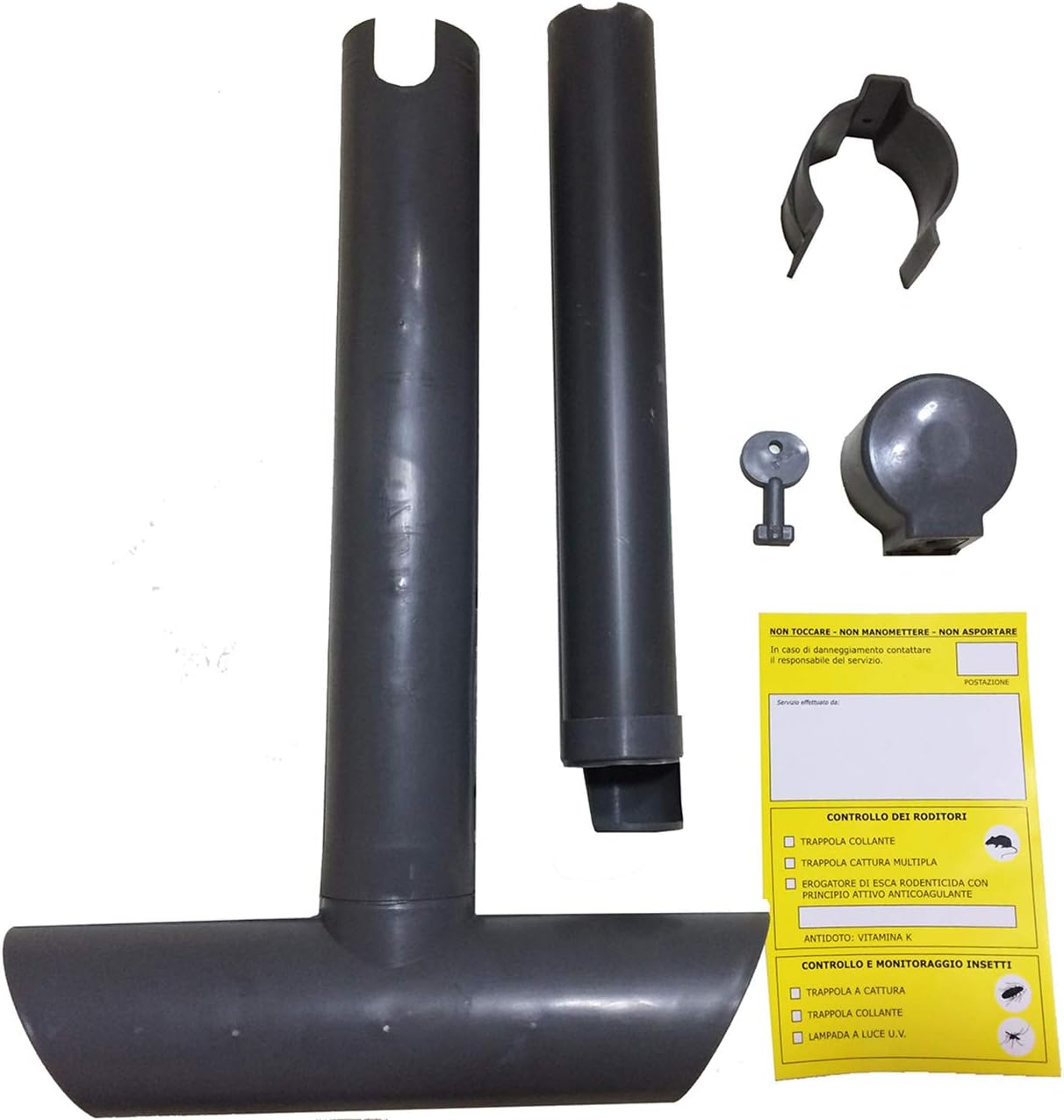 10 Contenitori per Esche Topicide Velenose. Stazione di Sicurezza Ristoramatic a Norma HACCP. Distributore Erogatore Grigio per Ratti e Topi Grandi.