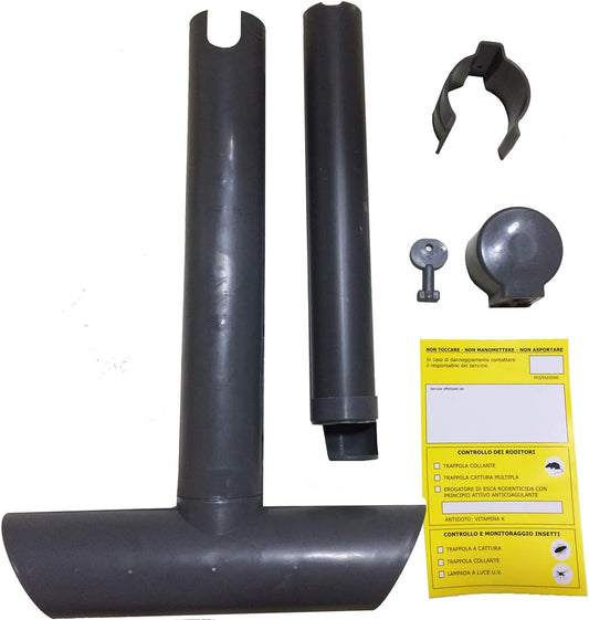 10 Contenitori per Esche Topicide Velenose. Stazione di Sicurezza Ristoramatic a Norma HACCP. Distributore Erogatore Grigio per Ratti e Topi Grandi.