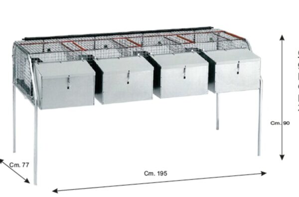 Gabbia Conigliera 4 Posti Fattrici con nidi esterni