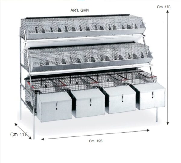 Gabbia Conigli GM4 Conigliera a 3 Piani Mista