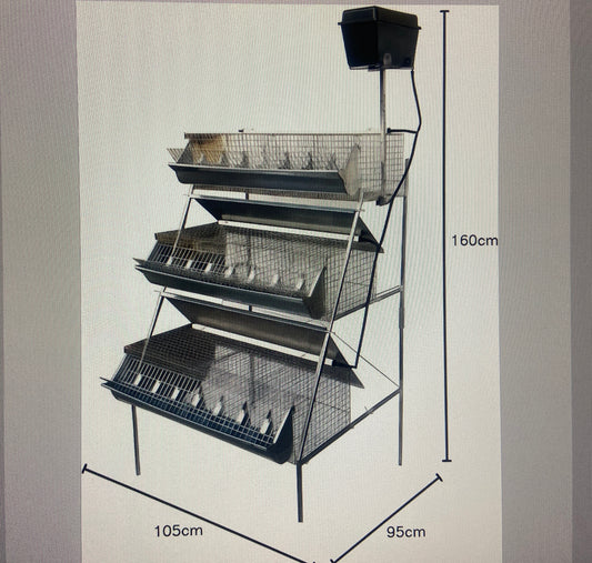 Gabbia B3-100 Plus 3 Piani a Piramide per Ingrasso Conigli