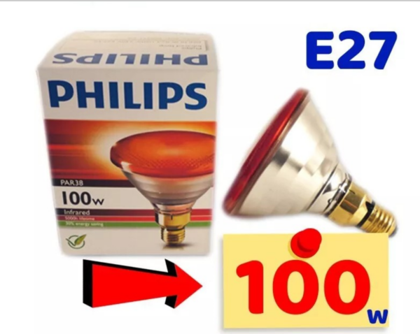 Lampada Philips Infrarossi Riscaldante 100 W E27 - Utile per Cuccioli Pulcini Rettili e altri animali