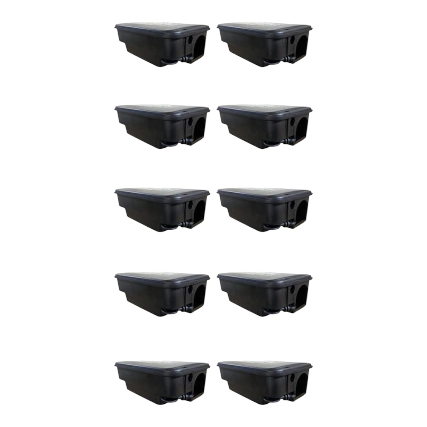10 Contenitori per Esche Topicide Velenose Stazioni di Sicurezza a Norma HACCP. Distributori Erogatori per Ratti e Topi Grandi. Colore Nero.