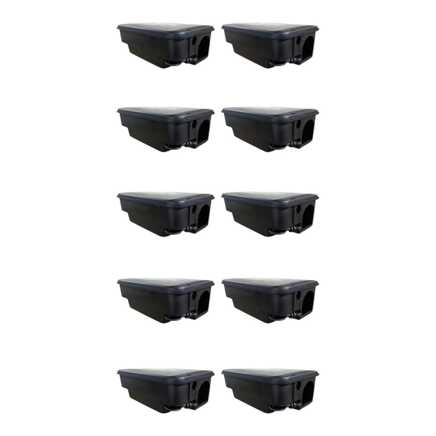 10 Contenitori per Esche Topicide Velenose Stazioni di Sicurezza a Norma HACCP. Distributori Erogatori per Ratti e Topi Grandi. Colore Nero.