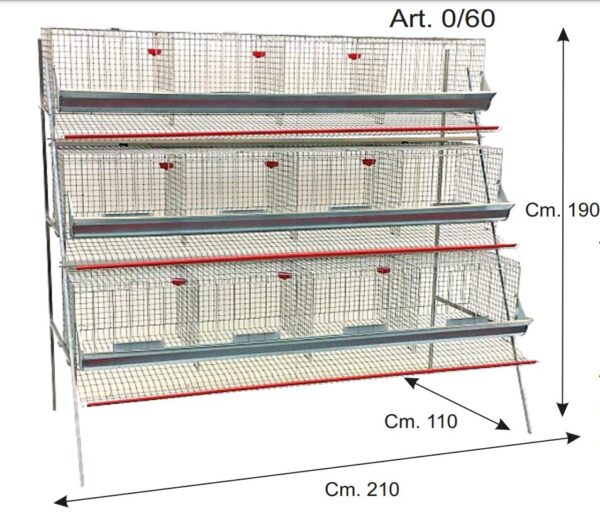 Gabbia Per Galline Ovaiole a Piramide 3 Piani