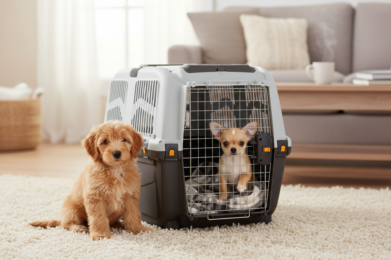 Trasportino per Cani Skudo 6 IATA ambientato con cagnolino