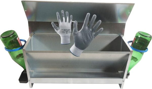 Mangiatoia in Lamiera Zincata da Cortile con 2 Abbeveratoi