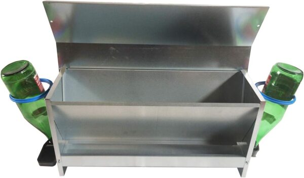 Mangiatoia in Lamiera Zincata da Cortile con 2 Abbeveratoi