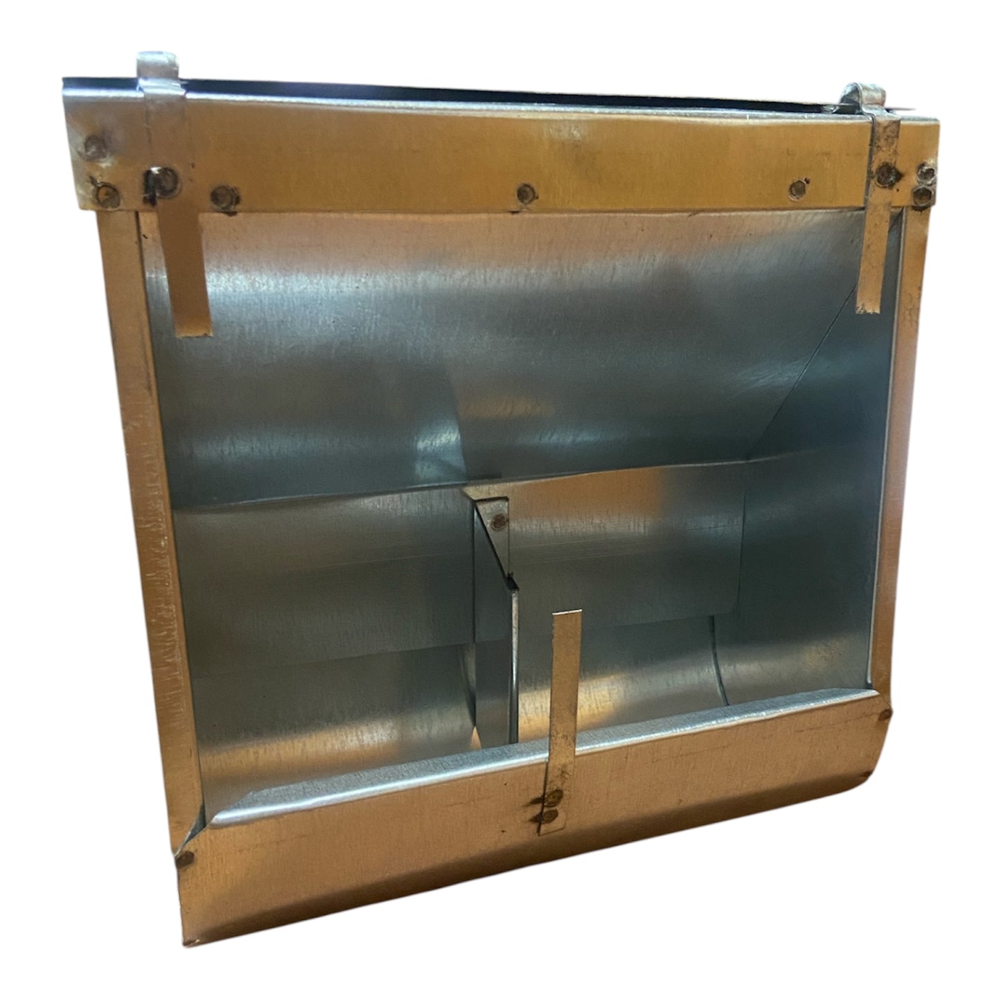 Mangiatoia x Conigli 2 scomparti con coperchio in lamiera zincata  cm 22x11x23 h