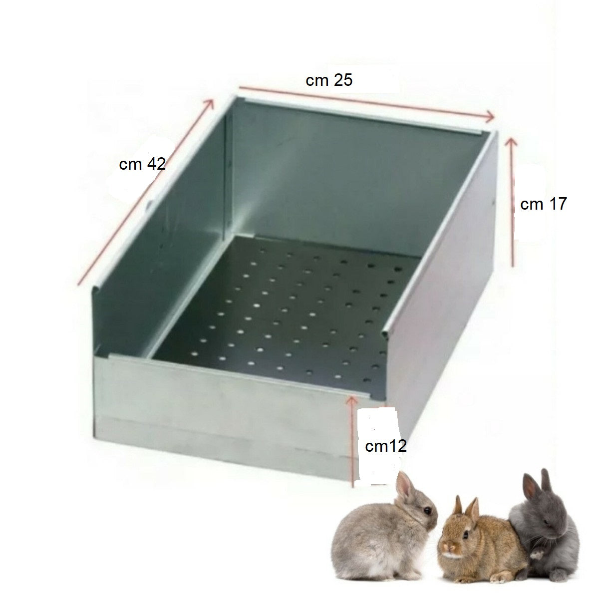 kit 2 Nidi Interni x Conigli in lamiera zincata cm 42x25x17h